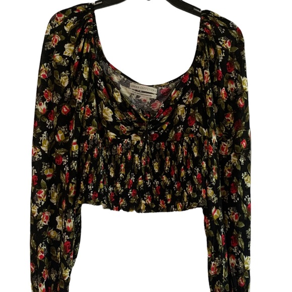 DISCONTINUED Urban Outfitters Rose Ribbed Long-Sleeve Crop Top - Picture 2 of 5